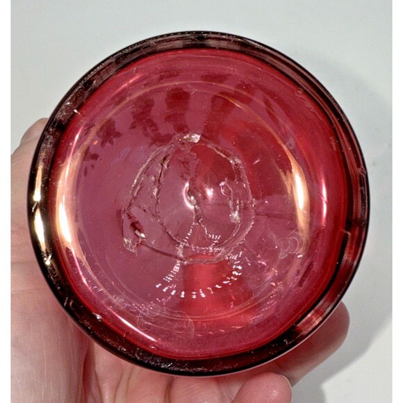 Vintage Victorian Cranberry Glass Jug W/Hand Painted White Flowers Gold Trim 7” - Picture 16 of 16